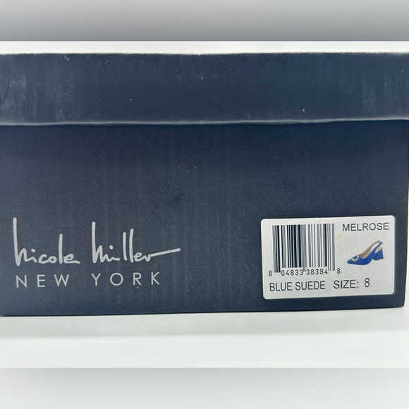 Nicole Miller New York Melrose Blue Faux Suede Slingback Block Heel Pumps 8 NIB - Picture 12 of 13